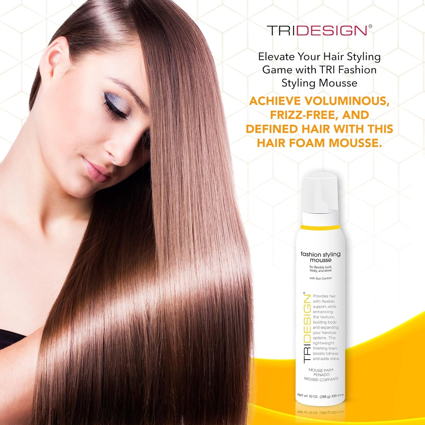 TRI Fashion Styling Mousse - Volumizing Wavy Hair Foam with Frizz Control & Shine | 10 Ounce