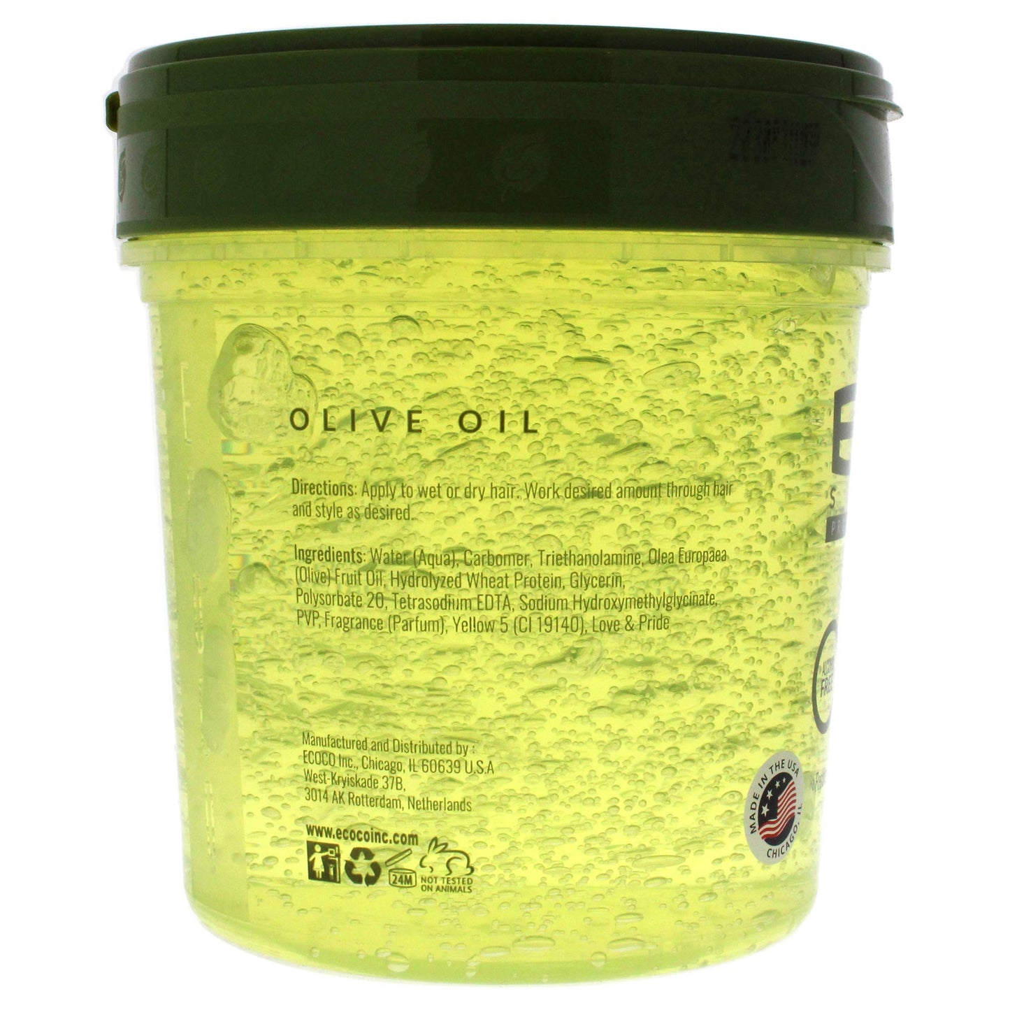 Eco Style ECOCO Gel 100% Pure Olive Oil, Adds Shine and Tames Split Ends, Weightless Style, Nourishes & Repairs, Moisture To The Scalp, Superior Hold, Healthy Shine, 24 Fl Oz