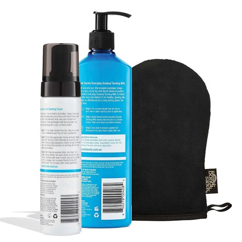 Bondi Sands Tan + Maintain Kit - Light/Medium Self Tanning Foam, Mitt & Gradual Tanning Milk for Lasting Glow