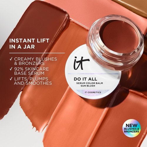 IT Cosmetics Do It All Serum Color Balm Sun Cream Blush & Bronzer, Blendable & Buildable, Lift, Reshape, All-Over Color, 24HR Hydration, Hyaluronic Acid, Peptides & Vitamin E - 0.63 oz
