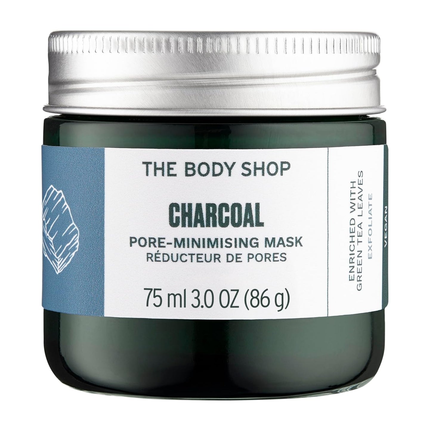 The Body Shop Charcoal Pore-Minimizing Mask - Clay-Based Exfoliating Face Mask | Absorbs Oils & Impurities, 75 ml
