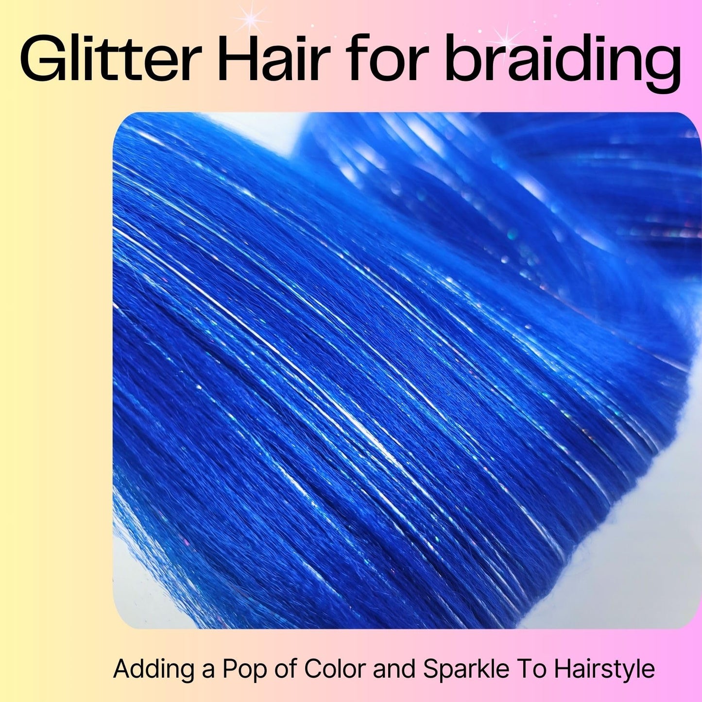 Blue Tinsel Braiding Hair Pre Stretched Glitter Braiding Hair Extensions for Knotless Box Braids(26Inch 4 Packs)