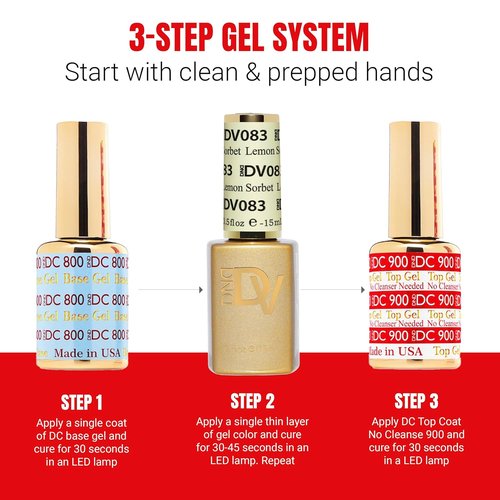 DND Gel Polish Coquette Collection - UV/LED Gel & Air Dry Nail Lacquer Duo | 083 Lemon Sorbet, 0.5 Fl Oz
