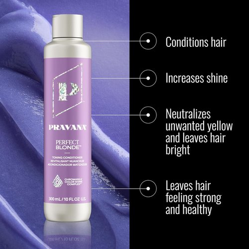 PRAVANA The Perfect Blonde Purple Toning Conditioner - Neutralizes Brassy Tones | Enhances Shine & Protection | Vegan, Cruelty-Free