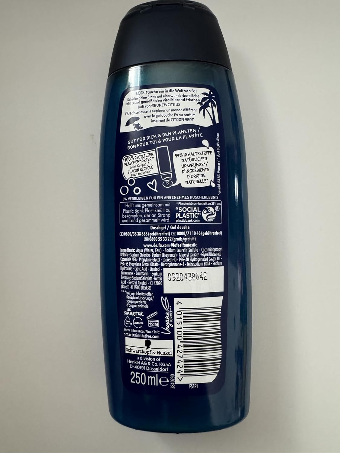 Fa Active Sport Shower Gel - Refreshing 250ml Formula for Energizing Cleanliness