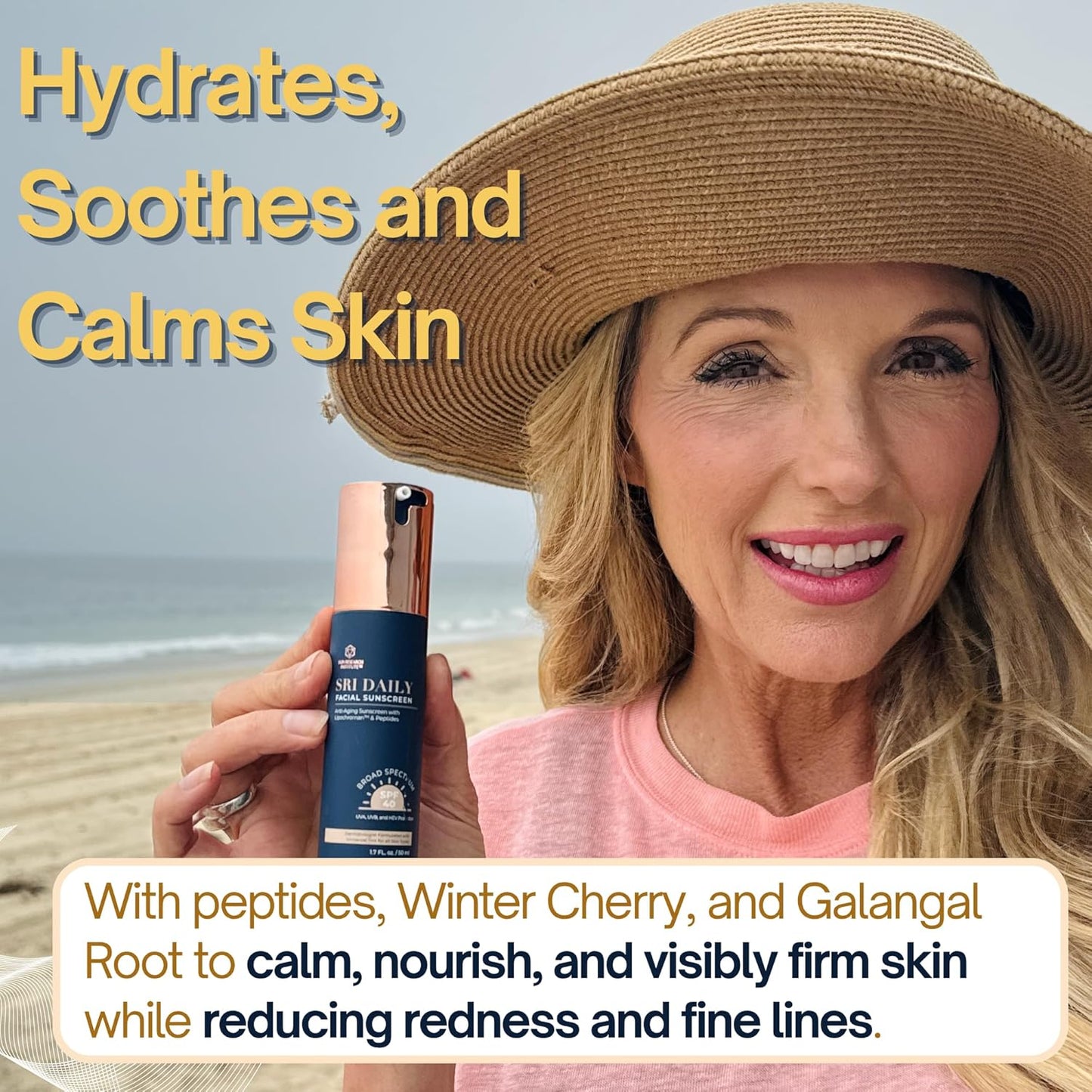 SRILabs Daily Facial Sunscreen - SPF 40 Anti-Aging Formula with Lipochroman & Peptides - 1.7 OZ