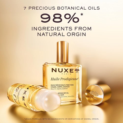 Nuxe Huile Prodigieuse Multi-Purpose Dry Oil - Lightweight Hydration & Radiant Glow for Face, Body & Hair