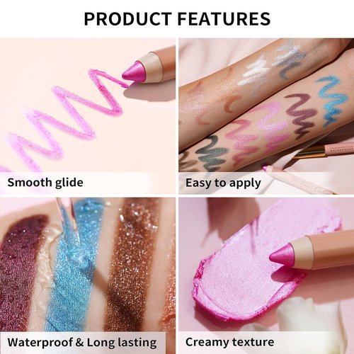 Oulac Twist-Up Shimmer Eyeshadow Stick - Waterproof, Creamy & Blendable Vegan Eye Makeup, 1.25g | 01 Vanilla