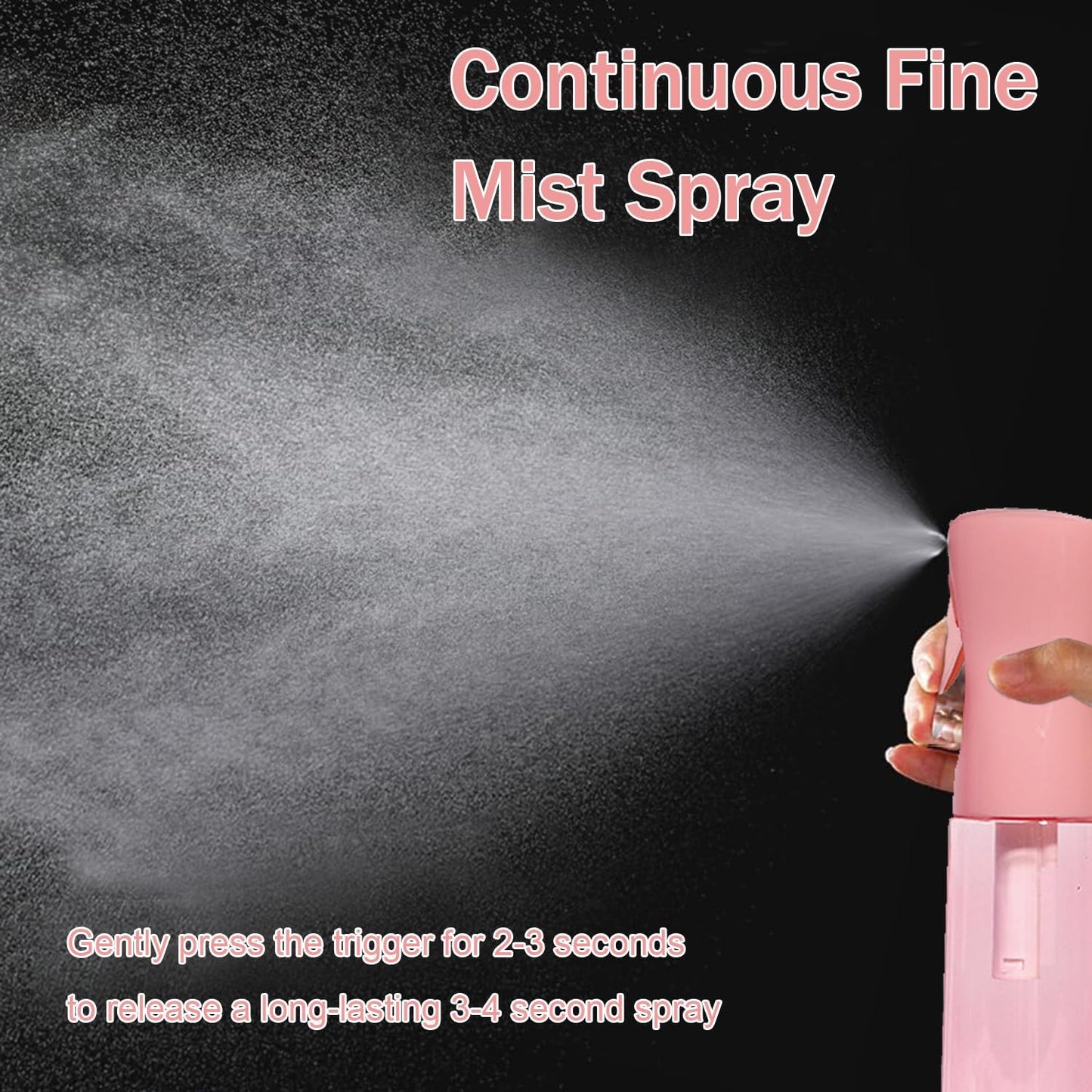 Skiennix 3-Pack Spray Bottles - Continuous Fine Mist for Hair & Plants | 6.8 oz & 1 oz Travel Size - Pink