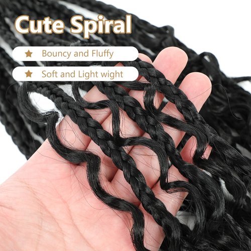 8 Packs Crochet Box Braids-16 Inch Boho Box Braids Crochet Braids Hair Bohomian Box Braid Crochet Hair Synthetic Braiding Hair Goddess Box Braids Crochet Hair for Black Women(1B)