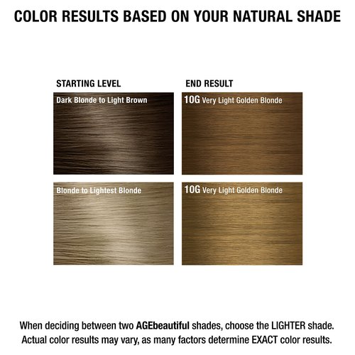 AGE beautiful Permanent Hair Color Dye Liqui Creme | 100% Gray Coverage | Anti-Aging Haircolor | Biotin for Thicker, Fuller Hair | Professional Salon Coloring | 10G Very Light Golden Blonde