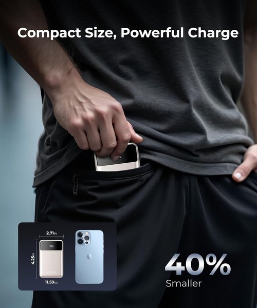 JOYFAR Portable Charger - 30000mAh Power Bank with Built-in Cable | Fast Charging for iPhone & Android (Gold)