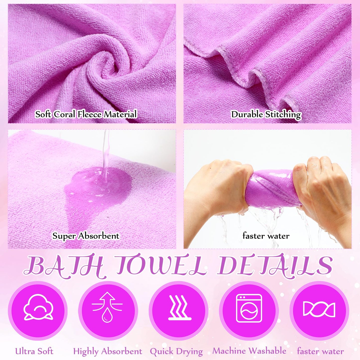 FillTouch 12 Pcs Foot Spa Kit for Girls 12.5 x 12.5 x 8.3 Inch Foot Care Bath and 12 x 28 Inch Hand Towels Washbasin Salon Towels for Spa Party Sleepover Supplies(Light Purple)