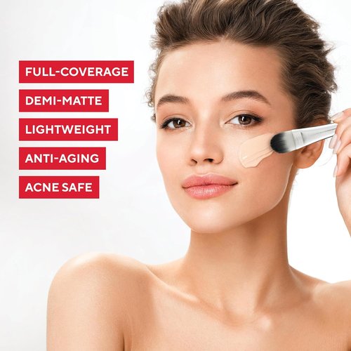 Mirabella Invincible HD Liquid Foundation - Full-Coverage, Moisturizing Makeup for All Skin Types | Deep D200