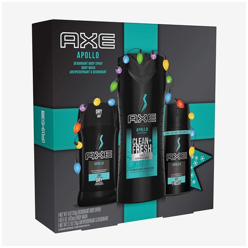 AXE Apollo Grooming Gift Set - Body Spray, Antiperspirant & Deodorant Stick, Body Wash | 3 Count