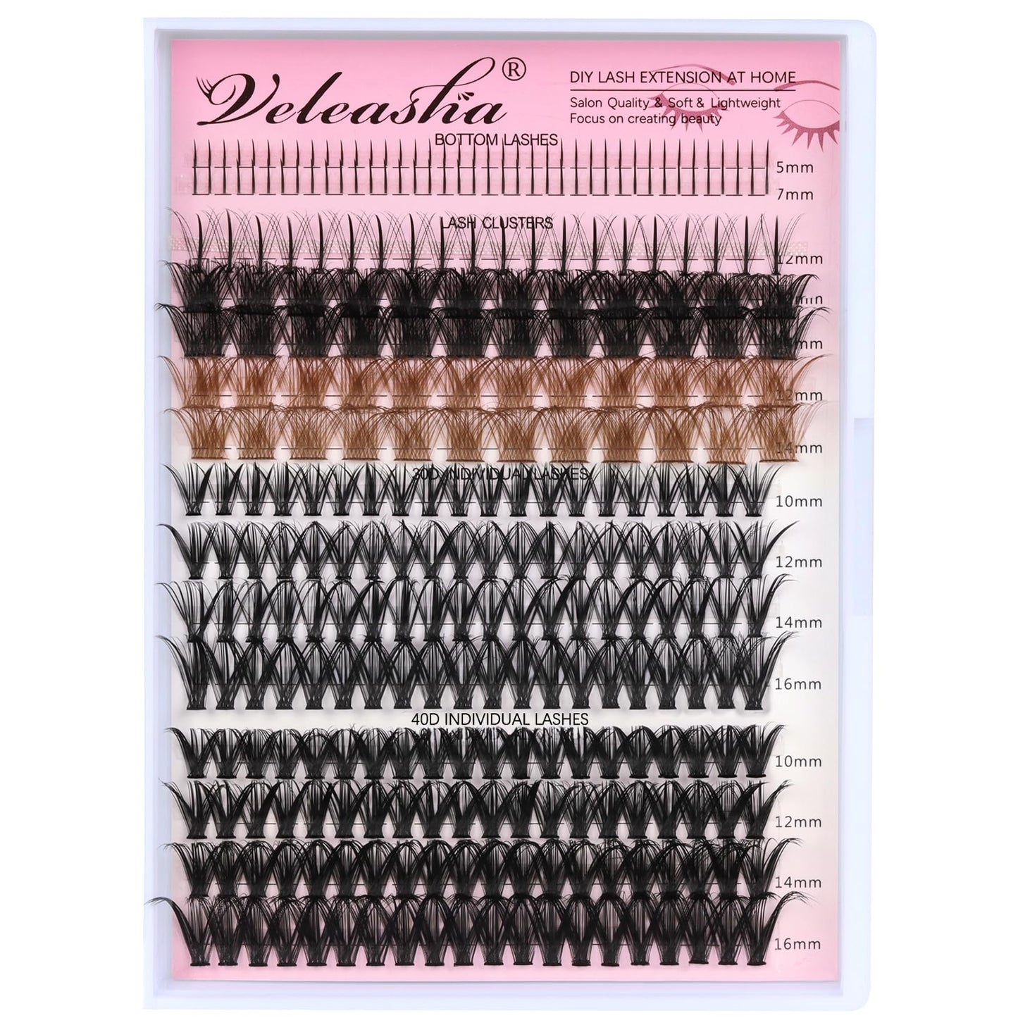 Veleasha Lash Clusters 268PCS Individual Lashes Wispy Brown Clusters Lashes Bottom Lashes Natural Spike D Curl Eyelash Clusters Fluffy Pestañas DIY Eyelash Extensions for Beginner Easy(Hot Style MIX)