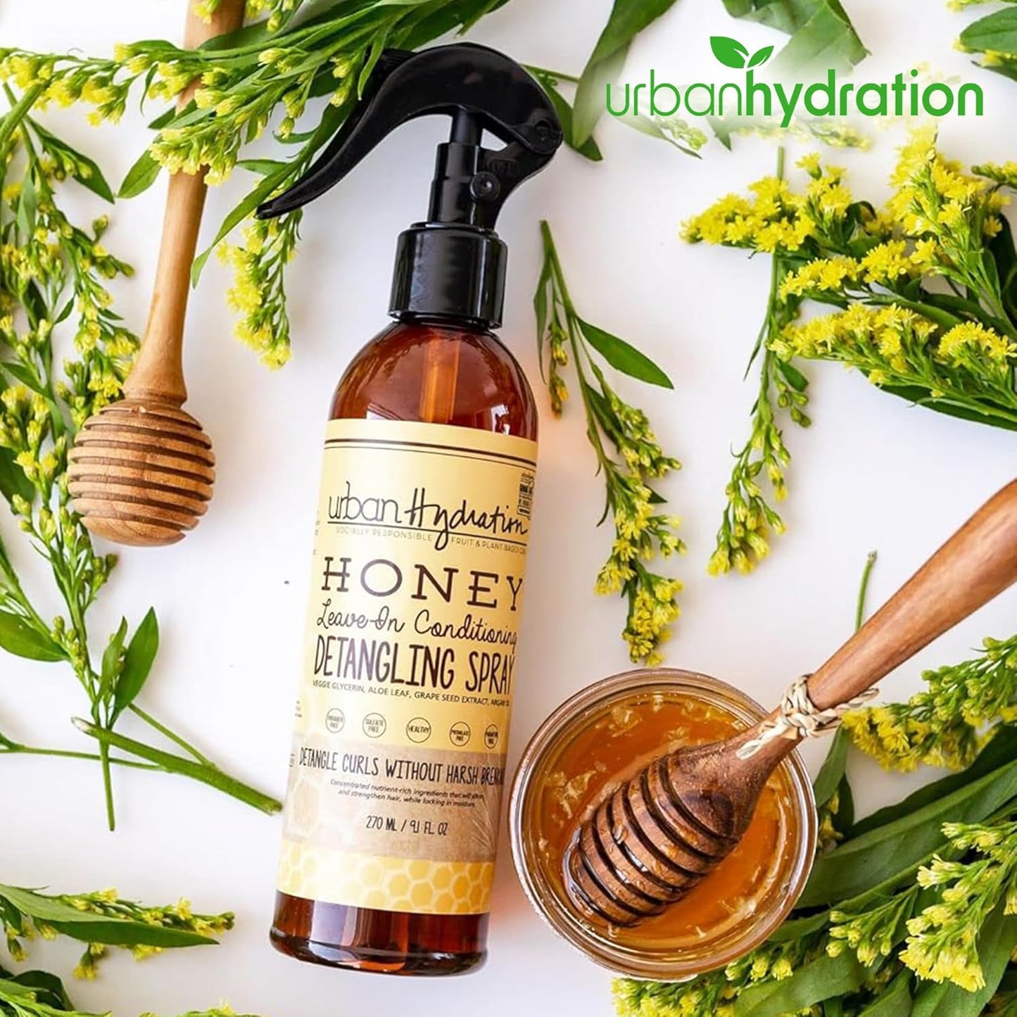Urban Hydration Honey Hair Detangler - Sulfate & Paraben Free, Prevents Breakage & Tames Frizz | 9.1 Fl Oz