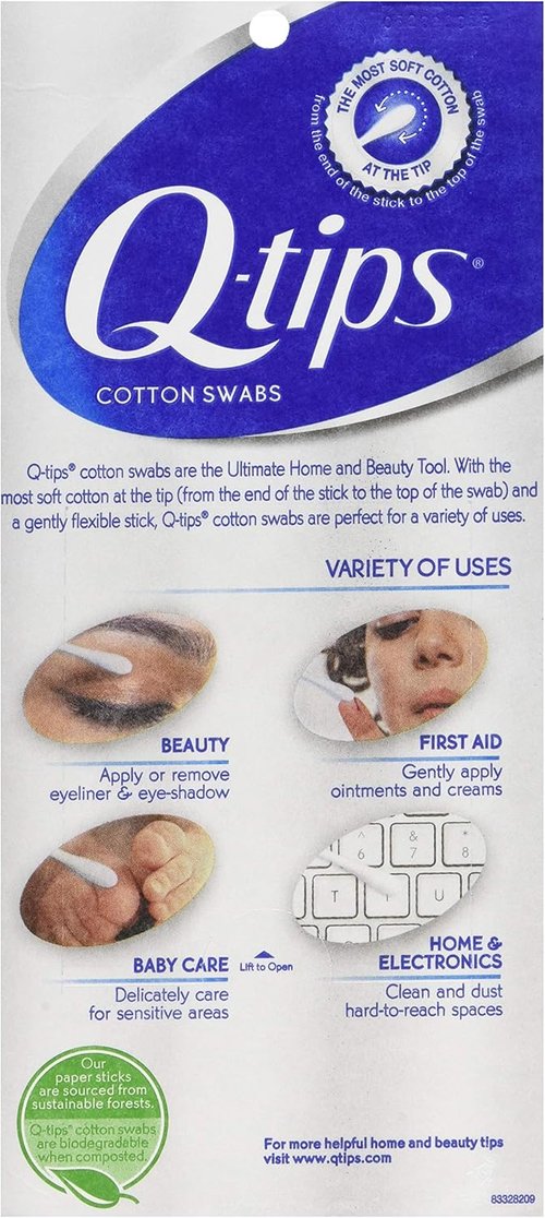 Q-tips Cotton Swabs - Ultra Soft & Absorbent - 625 Count Per Pack (5 Packs)
