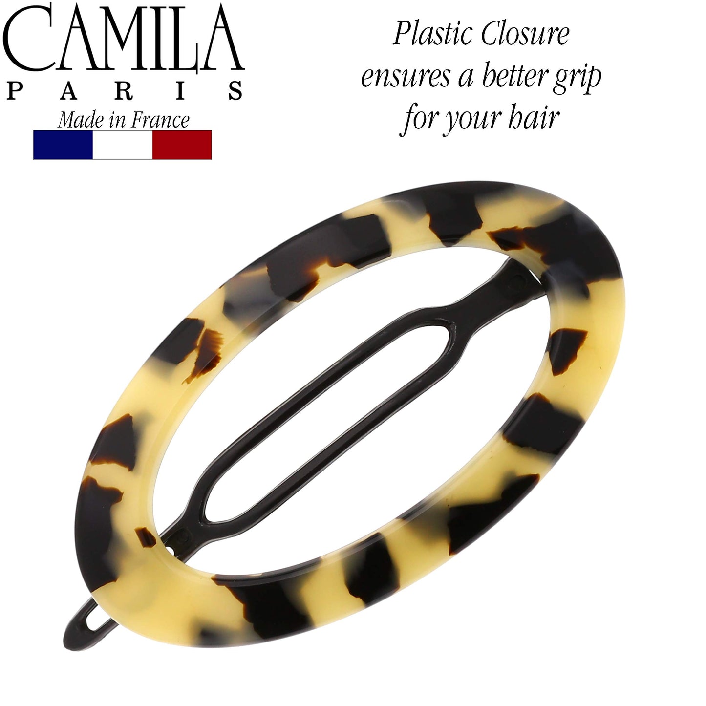 Camila Paris CP2803 French Hair Barrette Clip for Women, Handmade, Flow, Slide-in Metal-Free Closure, Strong Hold Grip Hair Clips for Girls, No Slip Durable Styling Hair Accessories, Made in France