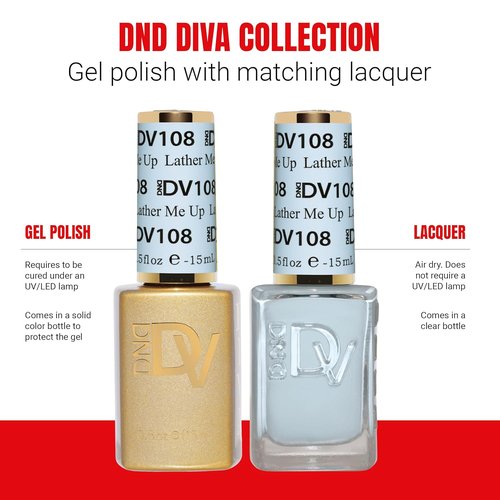 DND Gel Polish - Coquette Collection | UV/LED Gel & Air Dry Nail Lacquer Duo - 0.5 Fl Oz Lather Me Up