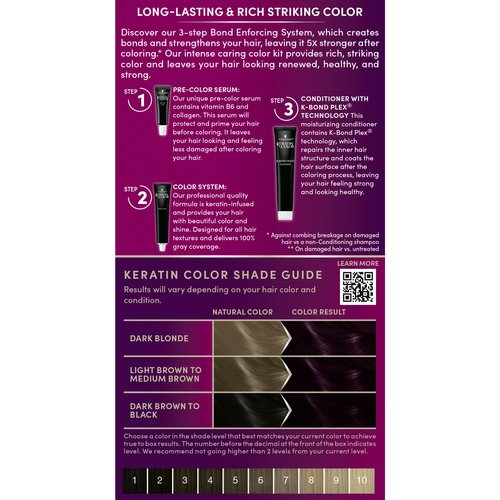 Schwarzkopf Keratin Permanent Hair Dye Cream, 1.9 Rich Caviar, Professional Quality Color for Up to 100% Gray Coverage, Bond Enforcing System