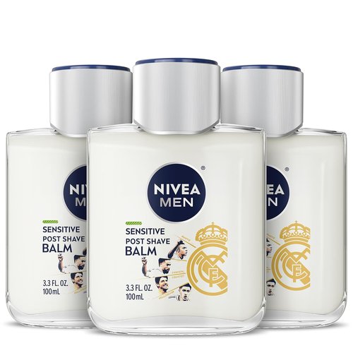 NIVEA MEN Real Madrid Sensitive Post Shave Balm - Alcohol-Free, VitaminPro Complex, 3.3 Fl Oz (Pack of 3)