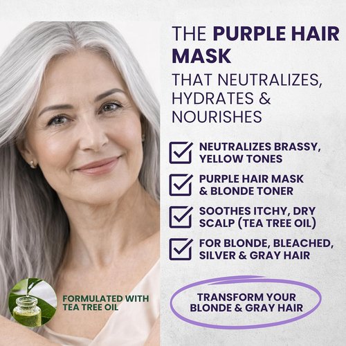 KESMEDIK Tea Tree Hair Mask Toner - Deep Conditioner with Argan Oil for Dry, Damaged Hair | Relieves Itchy Scalp & Removes Brassy Tones