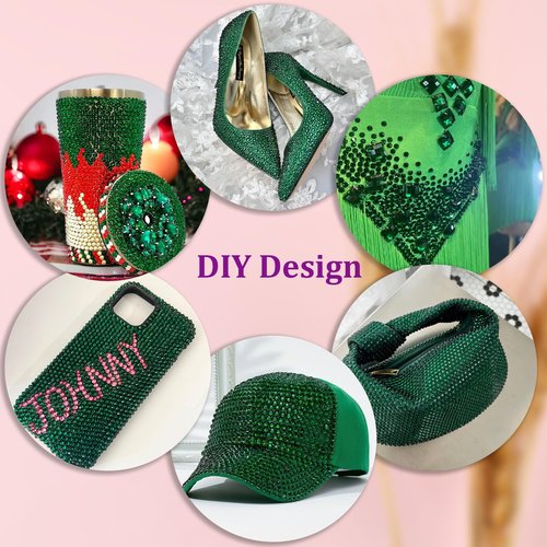 25000Pcs Resin Rhinestones for Crafting, Emerald Green 2-6mm Mixed Sizes Non Hotfix Flatback Gems with 1Pcs Glue, Bedazzling Crystal for DIY Craft Clothing Mugs Tumblers Shoes Fabric Decor Nail Art