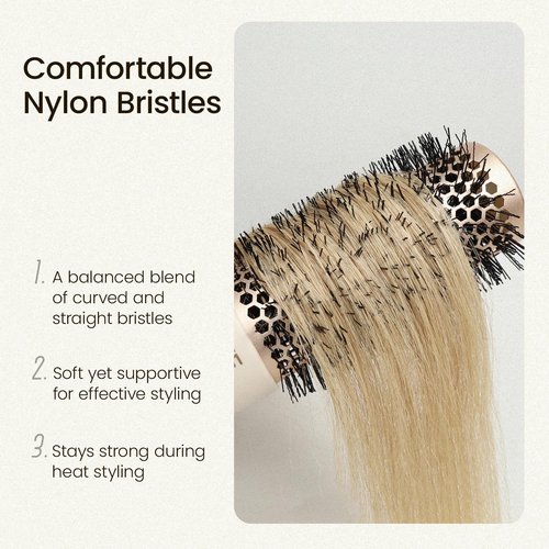 AIMIKE Round Brush for Blow Out, NaturaVol Medium Round Hair Brush for Fine Hair with Nano Thermal Ceramic Tech, for Blow Drying & Styling, Adds Volume & Smoothness (1.7 Inch Barrel, 2.5 Inch Bristle)