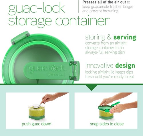 Casabella Guac-Lock Container - Keep Guacamole Fresh Longer | Green and White Design