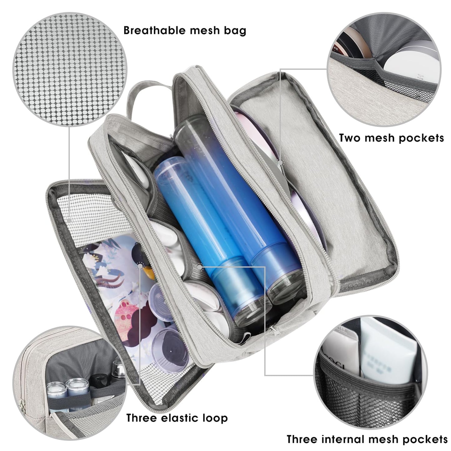 Toiletry Bag for Men Hanging Dopp Kit Water Resistant Shaving Bag Small Toiletry Bag for Traveling (Denim Pure Beige)