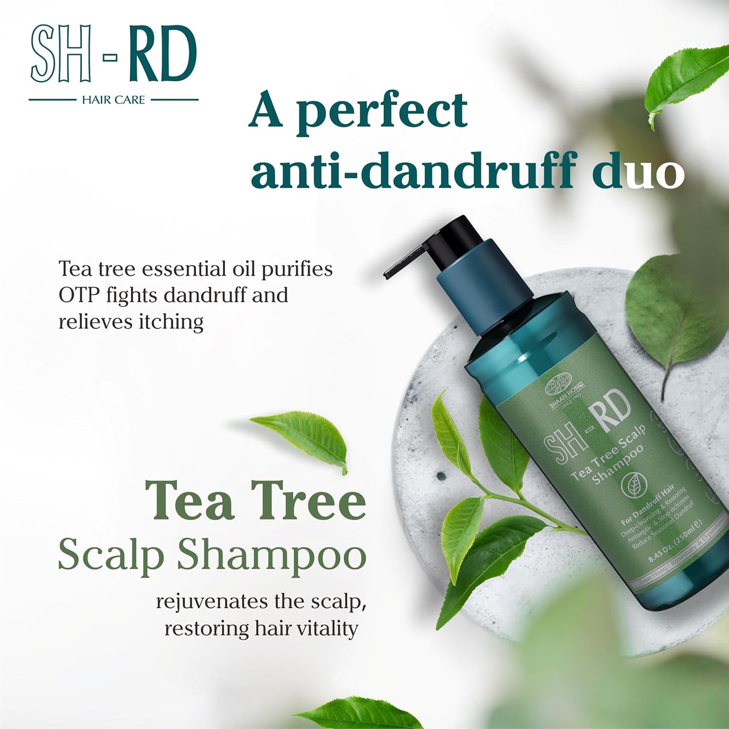 SH-RD Tea Tree Shampoo - Deep Cleansing Dandruff Relief for Dry, Sensitive Scalp | 3.38oz/100ml