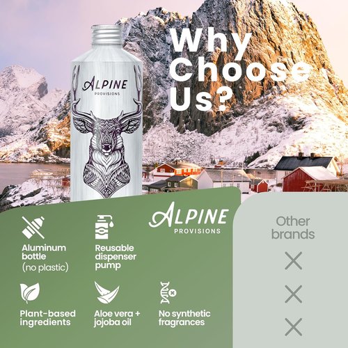 Alpine Provisions Natural Shampoo - Organic Cedar & Sandalwood Formula for Men & Women | Sulfate-Free, Vegan, Hydrating - 16.9 fl oz