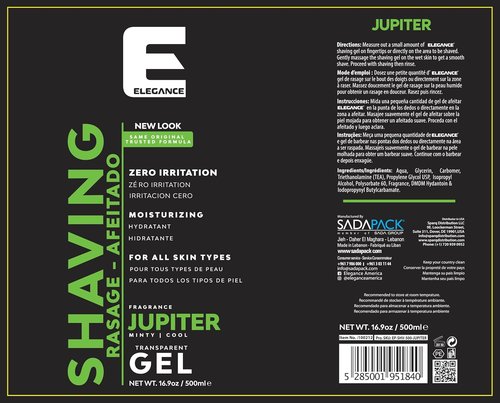 E Elegance Shaving Gel - Minty Cool Jupiter Fragrance for Men & Women | 16.9 Oz Ultimate Irritation-Free Solution