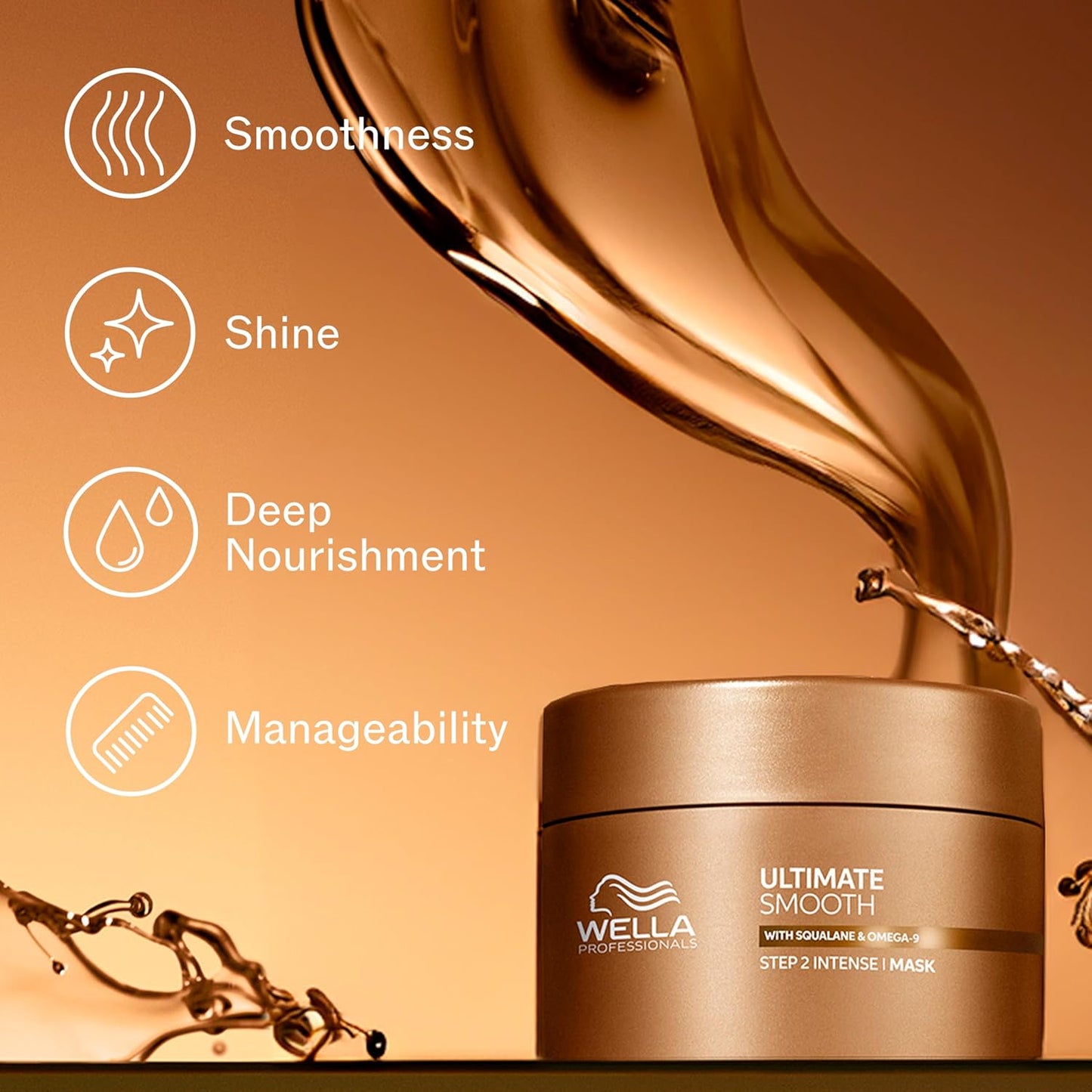 Wella Professionals ULTIMATE SMOOTH Intense Mask - Deep Nourishing Treatment for Dry, Frizzy Hair | Silky Shine & Color Safe
