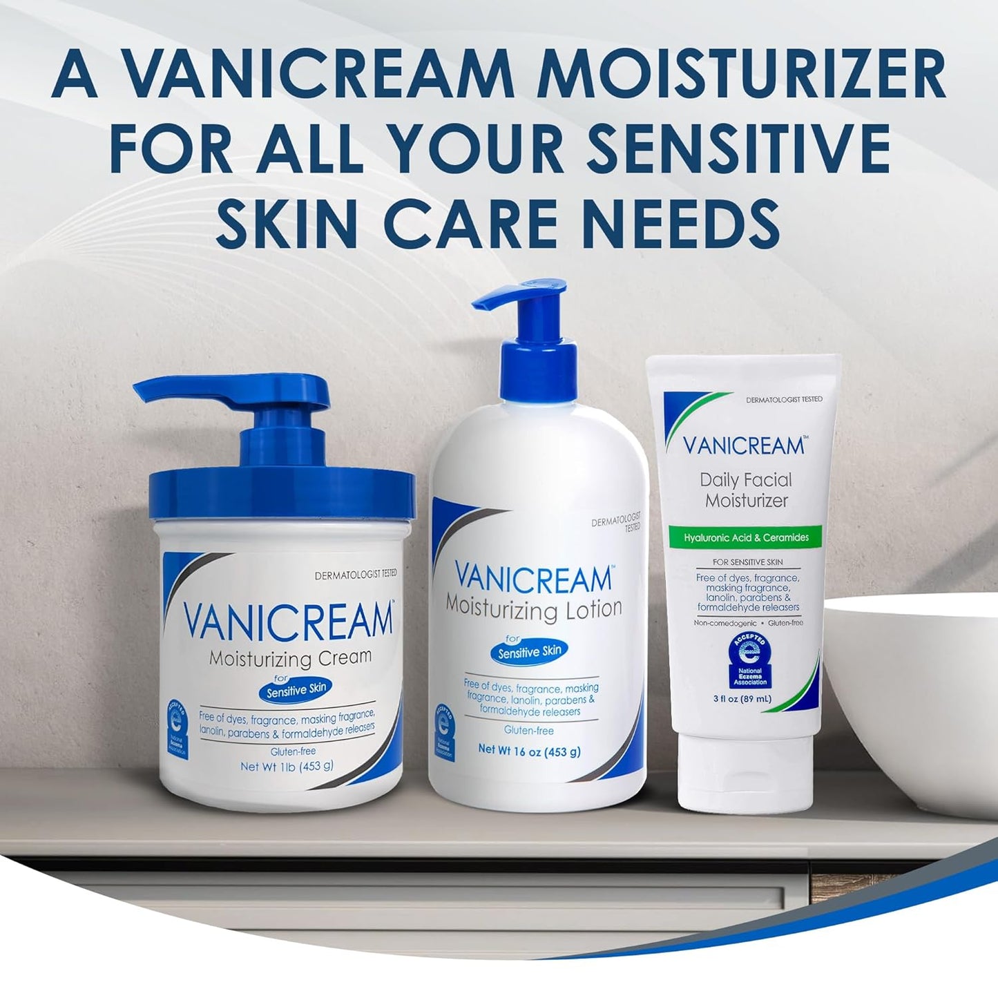Vanicream Moisturizing Skin Cream - Gentle Formula for Sensitive Skin | 16 fl oz Pump Dispenser