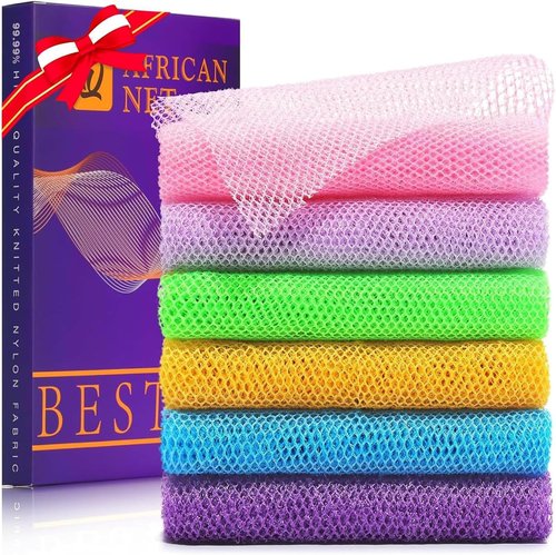 **UJFQBH African Bath Sponge Set - Exfoliating Shower Scrubber for Smooth Skin | 6 Colors Included**