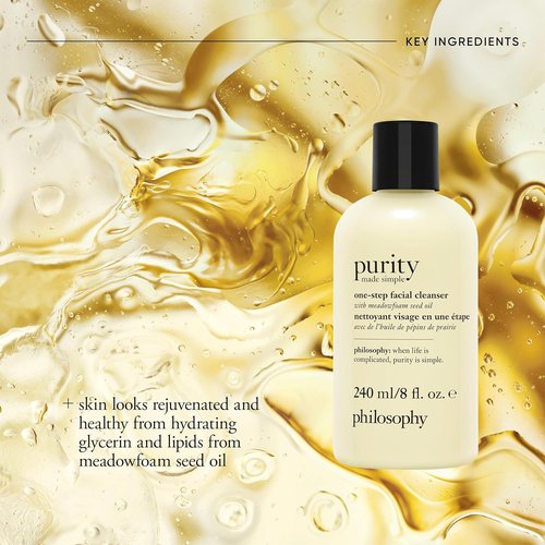 Philosophy Purity Made Simple Facial Cleanser - Gently Cleanses & Melts Away Makeup | Paraben-Free, 8 oz