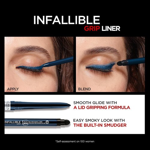 L'Oreal Paris Infallible Grip Gel Eyeliner Pencil - Waterproof, Smudge-Resistant, 36HR Wear | Blue Jersey, 0.01 Oz