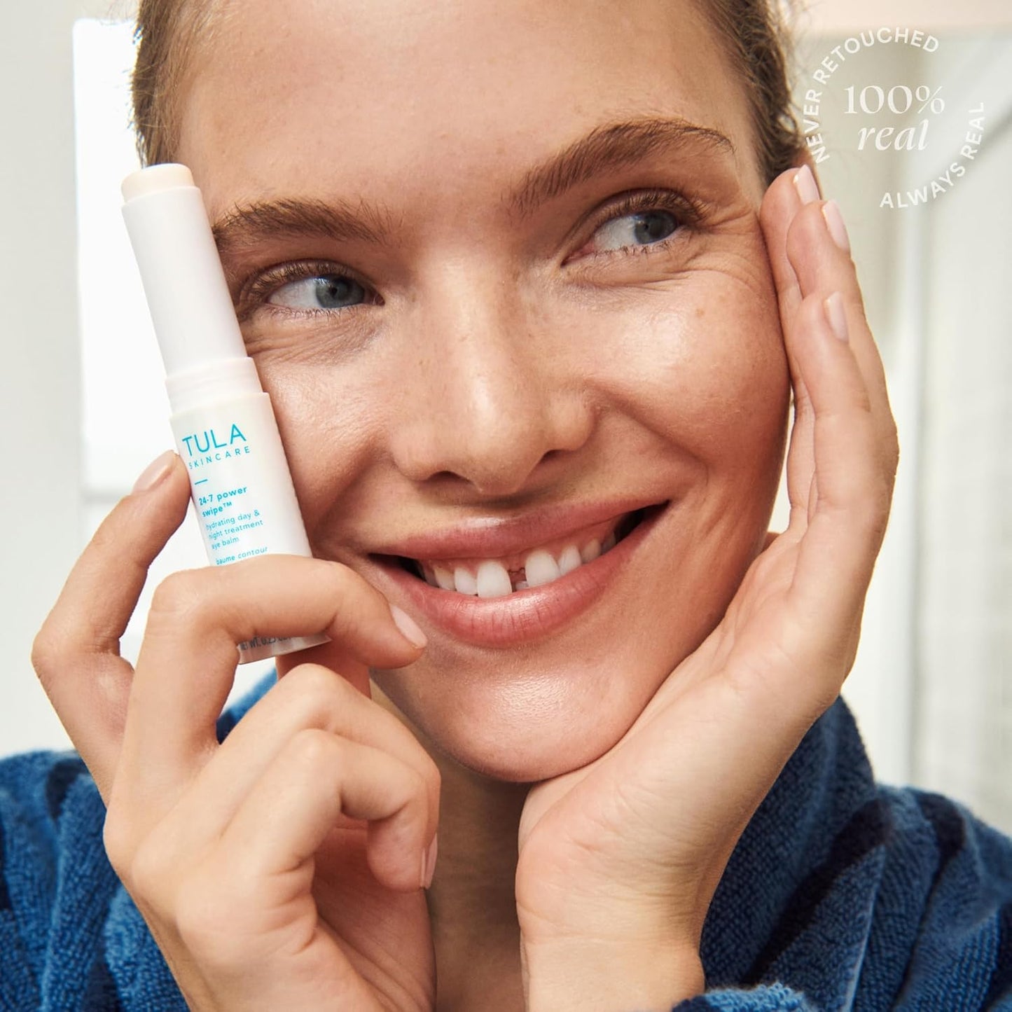 TULA Skin Care 24-7 Power Swipe Hydrating Eye Balm - Instant Dark Circle Treatment, Portable - 0.23oz