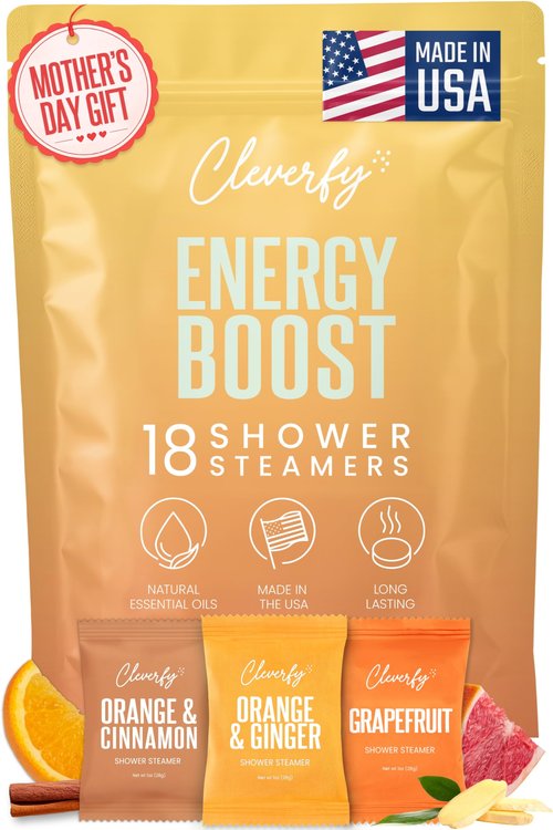 Cleverfy Citrus Shower Steamers Aromatherapy - Mothers Day Gifts for Mom, Wife from Husband, Grandma, Daughter and Sister - Birthday Gifts for Women, Mom, Teens, Girlfriend and Her - 18 Tablets