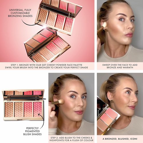 ICONIC LONDON Get Cheeky Face Powder Palette - Four Soft Matte & Shimmer Shades for a Glowy Look