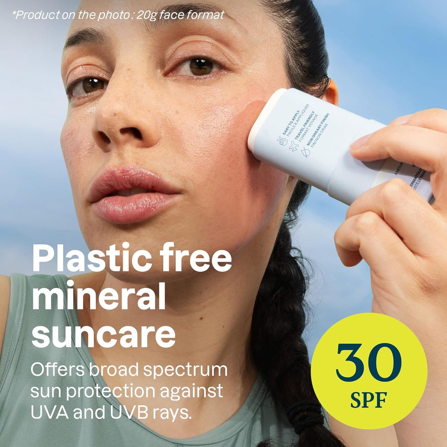 ATTITUDE Mineral Sunscreen Face Stick - SPF 30, EWG Verified, Plastic-Free, Unscented | 0.7 Ounce for Sensitive Skin