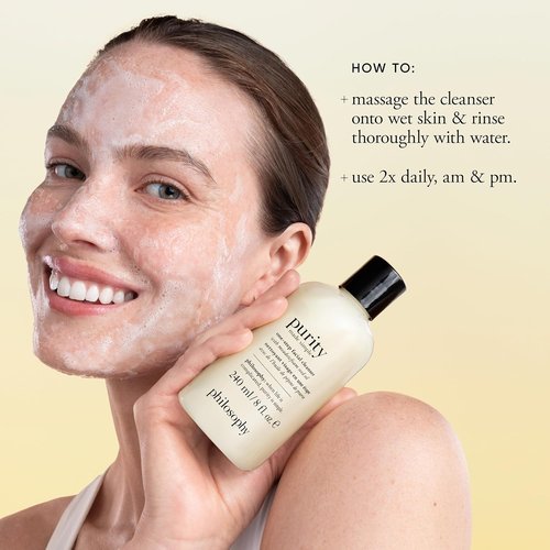Philosophy Purity Made Simple Facial Cleanser - Gently Cleanses & Melts Away Makeup | Paraben-Free, 8 oz