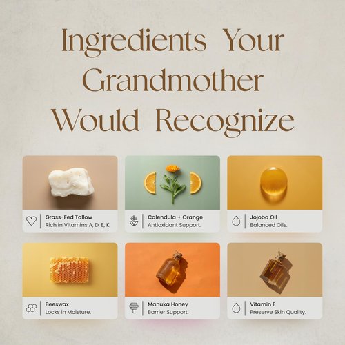 Ancestral Haven Beef Tallow for Skin - Tallow and Honey Balm For Face - Tallow Face Moisturizer - Beef Tallow Moisturizer - Tallow Balm