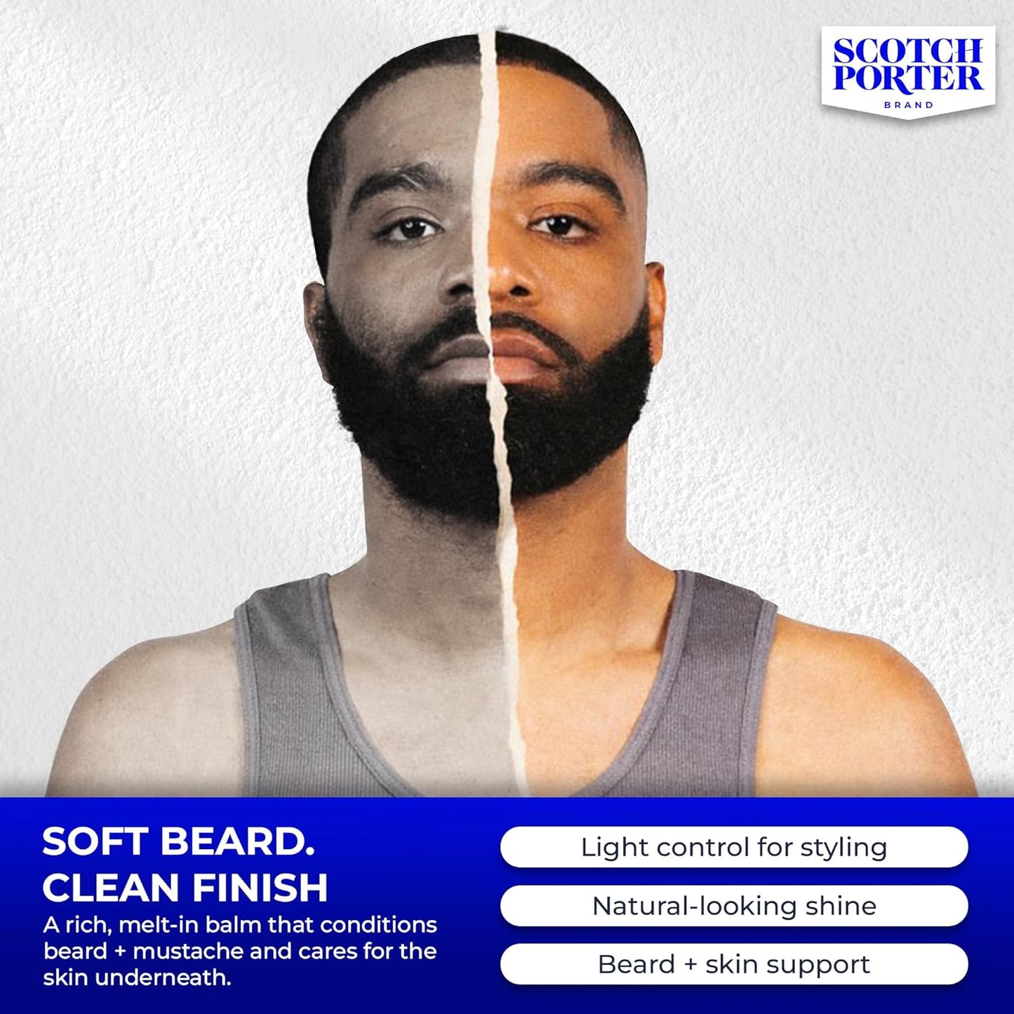 Scotch Porter Conditioning Beard Balm - Smooth, Shape & Moisturize Coarse Facial Hair - Original Scent, 3 oz. Jar