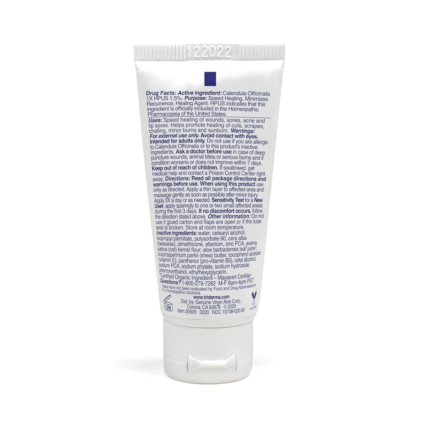 TriDerma LipSore Healing Cream - Calendula & AP4 Aloe Vera Gel for Soothing Relief | 0.5 oz