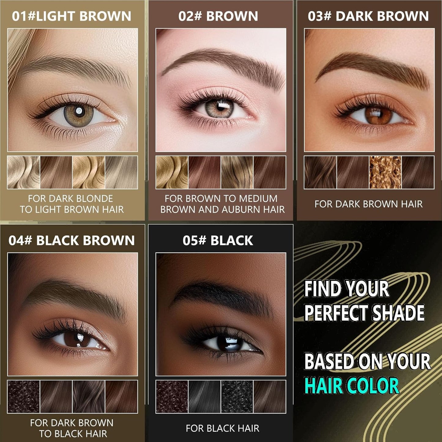 Yulinlon 2-in-1 Double Head Eyebrow Pen - Waterproof Brow Makeup with Dual-Ended Applicator | Dark Brown