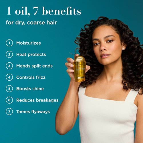 OGX Argan Oil Hair Oil - Extra Strength Serum for Dry, Damaged & Frizzy Hair | 3.3 Fl Oz