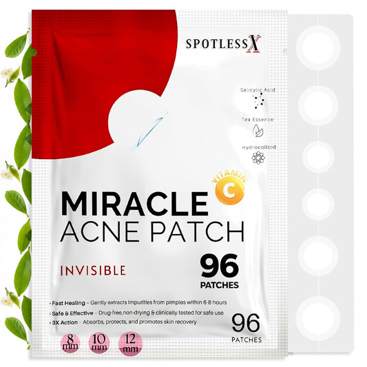 Skiennix Hydrocolloid Pimple Patches - Invisible Acne Treatment with Salicylic Acid & Tea Tree Oil | 96 Pcs, Waterproof & Hypoallergenic